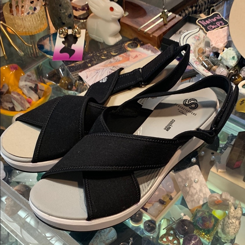 Clarks Cloudsteppers Step Cali Cove Sandal QVC NEW black